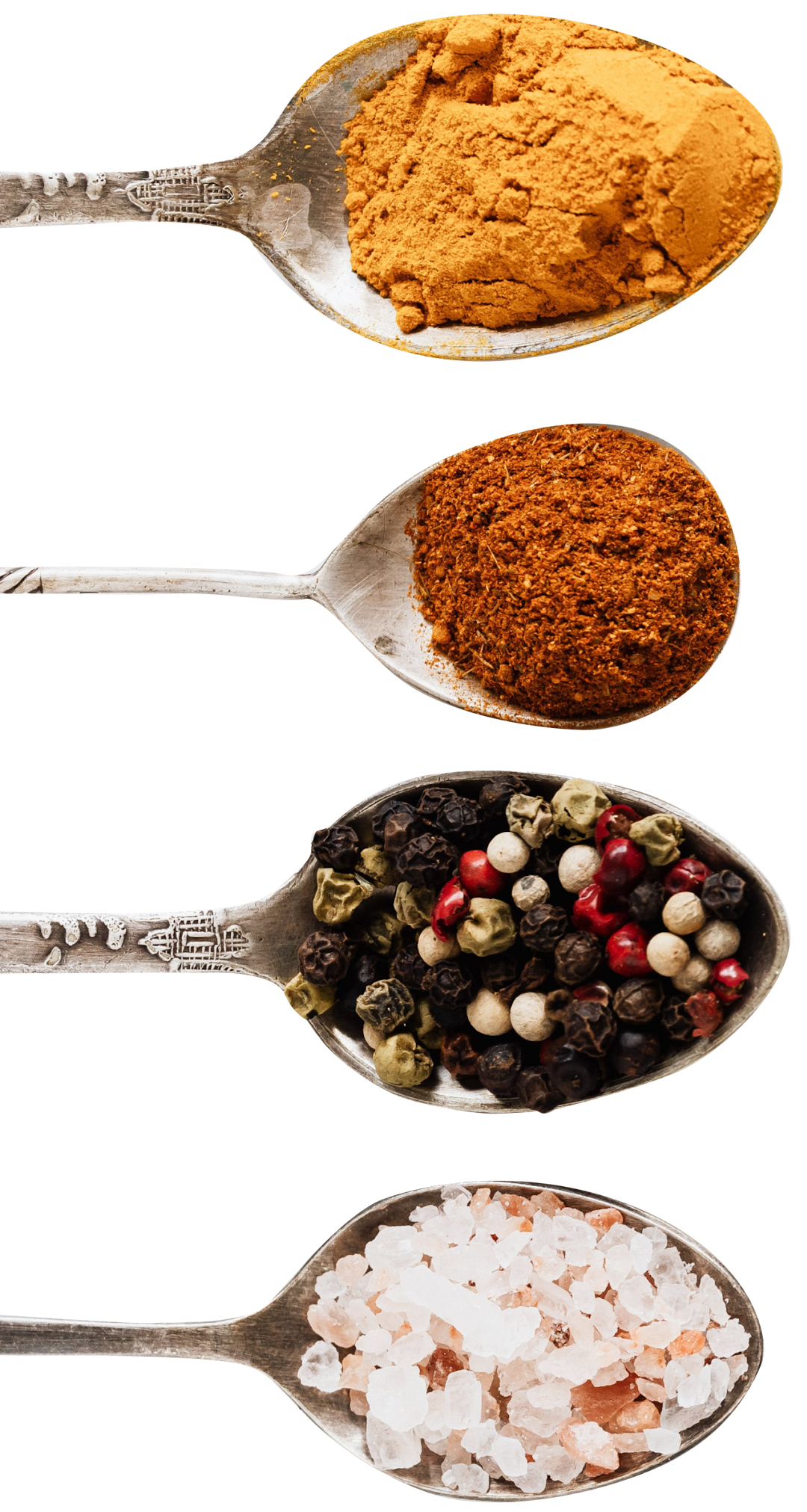 spoons filled with spices